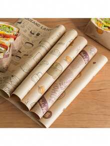 20 piezas Papel de envolver de emparedado con absorción de aceite para arroz y rollo de vegetales, papel de revestimiento desechable para hamburguesas, freír en aire y hornear alimentos con aceite - Marrón - Ver 6