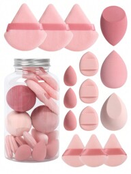 15pcs Makeup Sponge Set With Storage Jar, Including 3pcs Makeup Sponge & 3pcs Mini Makeup Sponge & 3pcs Powder Puff & 3pcs Mini Powder Puff & 3pcs Mini Finger Air Cushion Puff. Made Of Super Soft Velvet To Create Flawless, Cake-Free Looks With Liquids, Creams, And Powders. Multi-Color Sponge Set Is Latex-Free For All Skin Types. Comes With Air Cushion Puff, Latex-Free Mixed Sponge And Makeup Puff, Perfect For Liquid Foundation, Powder Foundation, Concealer. Designed For Contouring, Blending, And Precise Application Of Makeup.