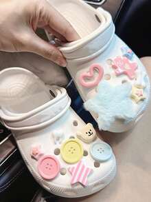 13 قطعة من الشارمات الكرتونية الجميلة بشكل قلب الدوبامين، نجمة من القماش الناعم، دب، لتزيين الأحذية، إكسسوارات زخرفية للأحذية، هدية جميلة لحفلة عيد الميلاد - متعدد الألوان - مشاهدة 3