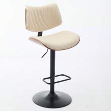 Bar Stools Mid Century Modern Adjustable Counter Height Black Leather Upholstered 360°Swivel Bar Chairs For Kitchen Island/Dining Room/Cafe, 1 Chair/1carton - 米色 - 查看 4