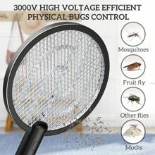 PALONE Electric Fly Swatter Rechargeable Mosquito Fly Killer 2in1 Fly Zapper Racket 4000v Bug Zapper Type-C Fly Catcher With Ultraviolet Lamp Indoor Home Outdoor Backyard Terrace Camping - Black - View 2