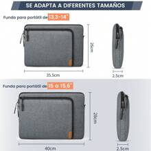 Funda para Laptop 13 14 Pulgadas Portátil Maletín para Laptop Funda para Computadora de Hombres y Mujeres Bolsa Impermeable para Computadora Portátil para 13,3-14 MacBook Air/Pro/HP Negro - Gris - Ver 2