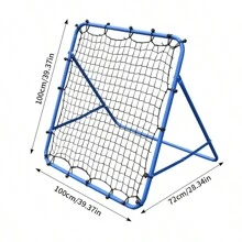 1pc Portable Double-Sided Rebound Net For Soccer Training Equipment With Adjustable Height, Soccer Rebounder - Blue - View 2