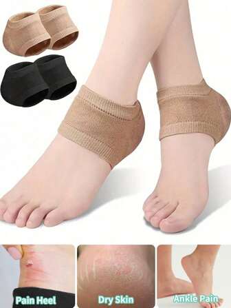 2st silikonhälskydd för torra och spruckna klackar. Unisex Gel hälskydd, strumpor för män och kvinnor