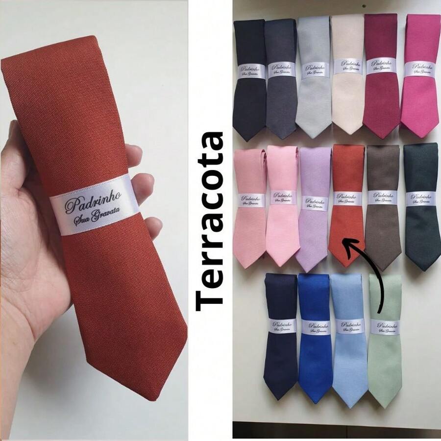 5 Semi Slim Groomsmen Ties - Colors - Terracotta - View 1