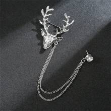 1 peça Broche em forma de ave de rapina feroz (morcego, lobo, águia) em estilo retrô dourado/prateado para terno masculino