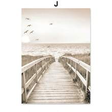 帆布畫-現代時尚波西米亞米色芦蘆蒲公英三腳架海景圖案海報，適用於家居裝飾客廳臥室宿舍背景牆藝術設計畫作，時髦禮物，無框版。 - MLZH682(不含框) - 查看 32