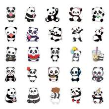 60pcs Panda Self-Adhesive Graffiti Stickers, Cute Cartoon Notebook Laptop Luggage Stationery Stickers - Multicolor - View 6