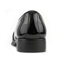 Black Metal Tip Smoking Slippers For Men Pointed Toe Patent Dress Shoes With Textured Design Party & Formal