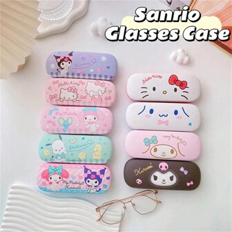 Sanrio Estuche de lentes de Anime Sanrios Cinnamorol Kurome Melody, caja de almacenamiento de lentes miopía portátil y creativa kawaii y linda, regalos para fiestas