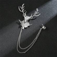1 peça Broche em forma de ave de rapina feroz (morcego, lobo, águia) em estilo retrô dourado/prateado para terno masculino