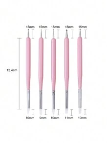 Bộ 5 bút chấm móng nghệ thuật hai đầu, bút khắc gel UV, bộ cọ silicon, dụng cụ điêu khắc đất sét gốm, dụng cụ vẽ tranh thủ công DIY, màu hồng. - Hồng - Xem 6