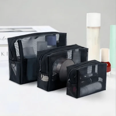 3件套黑色网眼透明化妆包旅行洗漱包，适用于旅行化妆，透明必备礼品收纳包，带拉链配件，美甲包，化妆包，梳妆台，化妆包，收纳包，化妆品收纳包，化妆包，化妆品收纳包，收纳包，洗漱包，桌面收纳包，化妆包，化妆袋，化妆品收纳包，梳妆台配件，化妆袋，化妆包，梳妆台，化妆袋，化妆袋，化妆袋，化妆袋，化妆台配件，小化妆包，化妆包，大容量，大化妆包，圣诞礼物，收纳袋，旅行，女士旅行必备礼物，收纳袋，手拿包/小手提包，化妆品收纳包，化妆品收纳包，收纳袋，刷子架，迷你收纳袋，大容量收纳袋，女士礼物，圣诞礼物，女士礼物创意