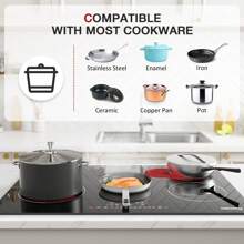 IsEasy Induction Hob, Built-In 5 Zones (Double Circuit), Step Timer, 77*52 Cm, 8600 W, Black