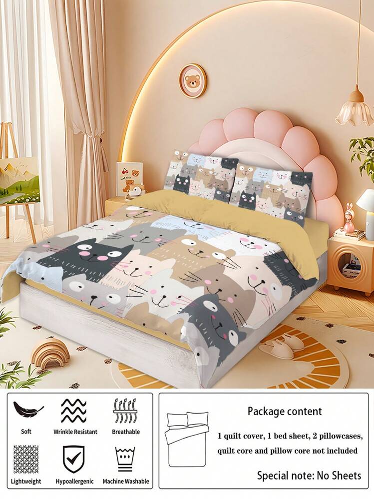 Set di lenzuola con angoli per bambini e ragazze, per camera da letto, set di biancheria da letto, da viaggio, colore: grigio e bianco, con 2 federe per letto matrimoniale