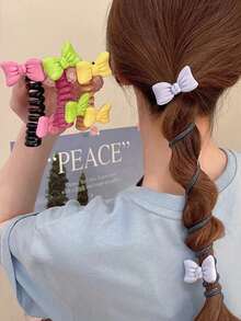 可愛的蝴蝶結泡泡辮造型器 - 多種顏色供女性髮型設計使用，適用於高馬尾和電話線頭髮帶，是女友、媽媽、朋友或老師的完美禮物 - 彩色 - 查看 13