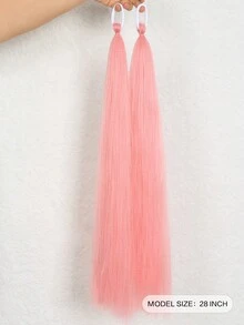 SIVIR 2 Pcs 28 Inch Pink DIY Ponytail Extensions For Braiding Hair Extensions Heat Resistant Colorful Synthetic Braiding Hair For Women  Hair Accessories - Pink - View 2