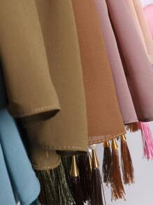 1 件装流苏女士围巾纯色雪纺头巾长围巾优雅头巾流苏头巾配饰女士 - 彩色 - 查看 10