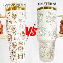 25pcs, USA Warehouse 40oz Mix Colors Powder Coated Copper Plated Handle Tumbler Colorful Blank Double Wall Stainless Steel Insulated 40oz Tumbler With Handle And Lid And Straw Hot Selling 40 Ounce Copper Plating Underneath Stainless Steel Water Bottle Car Travel Coffee Mug Cups For Laser Engrave Custom Logo