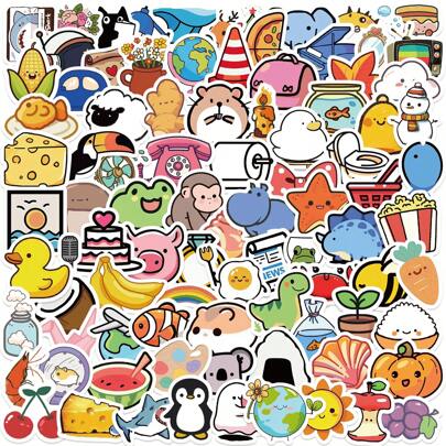 100 Pcs Cute Cartoon Characters Stickers Pack | Cool Graffiti Vinyl Stickers For Scrapbook,Journaling,Laptop,Bumper,Skateboard,Water Bottles,Computer,Phone,Cartoon,Hard Hat,Car Stickers,Sticker Pack,Stickers,Sticker Packs,Kids Nail Stickers,Girls Stationery,100 Pcs Sticker,Baby Stickers,Kids Nail,Cute Sticker