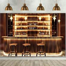 1入組豪華酒吧攝影背景-多功能聚酯酒瓶餐廳咖啡廳飲料城市俱樂部室內夜晚派對宴會酒館櫃台背景照片展示道具（無需電源） - 多色 - 查看 1
