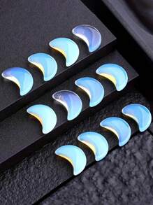 5/10/20pcs Opal Moon Curved Crescent Gemstones Polished Hole-Less Moon Crystal Decoration For DIY Jewelry Making- Perfect Cute Gift For Christmas And Birthday