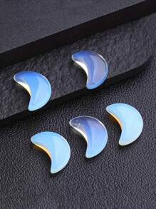 5/10/20pcs Opal Moon Curved Crescent Gemstones Polished Hole-Less Moon Crystal Decoration For DIY Jewelry Making- Perfect Cute Gift For Christmas And Birthday