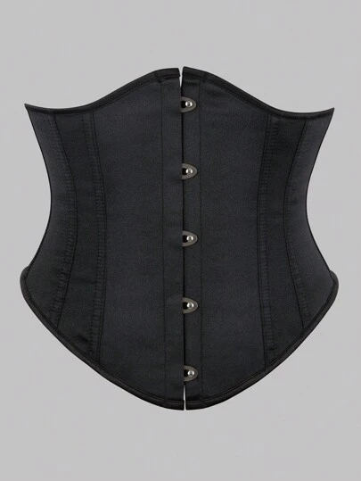 1pc Court-Style Colorful Denim Corset Waist Trainer With Back Lace-Up Detail, Suitable For Pairing With Dresses, For Halloween