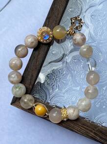 1 Pc Fashionable Natural Stone Cherry Blossom Agate Bracelet Suitable For Gift Giving.Comes With Gift Box And Jewelry Storage Bag. - View 6