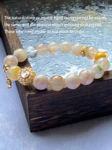 1 Pc Fashionable Natural Stone Cherry Blossom Agate Bracelet Suitable For Gift Giving.Comes With Gift Box And Jewelry Storage Bag. - View 3