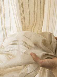 1pc Modern Minimalist Pure White Sheer Voile Window Curtain - White - View 7