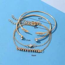 Conjunto de pulseira de ouro feminina de folhas multicamadas estilo boêmio minimalista com design empilhável elegante