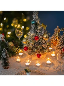 12 个玻璃茶灯烛台、水晶玻璃许愿烛台、浮动式茶灯烛台、小型现代茶灯烛台、婚礼和节日装饰、万圣节和圣诞节装饰、房间装饰、礼物 - 三種顏色 - 查看 5