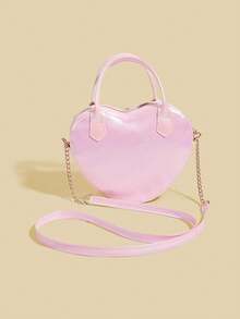 女孩时尚公主蝴蝶结爱心手提包/单肩包，适合日常、派对、外出、生日礼物 - 粉色 - 查看 5