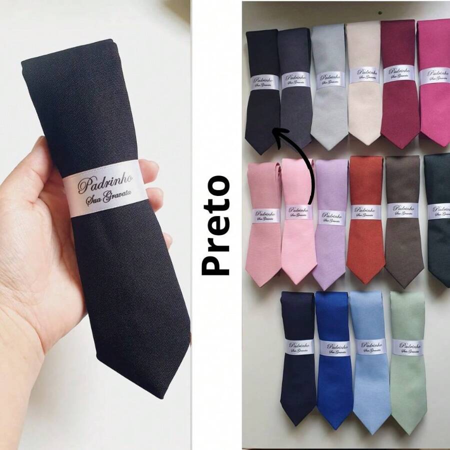 5 Semi Slim Groomsmen Ties - Colors - Negro - Ver 1