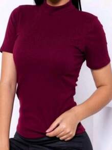 Blusa Feminina Canelada gola alta moda Feminina Moda e conforto. - Vinho - Visão 1