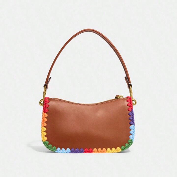 Coach Swinger Shoulder Bag With Rainbow Crochet Women's