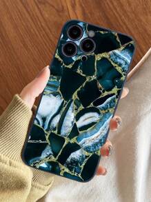 1pc Black Magic Cube Anti-Drop Marble Pattern Phone Case, Compatible With IPhone