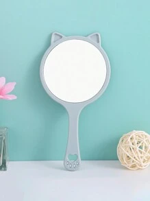 1 pezzo Specchio da trucco portatile creativo con maniglia a forma di orso e gatto, specchio regalo portatile stile coreano per ragazze per il dormitorio degli studenti specchio trucco, specchietti - Multicolore - Visualizzare 14