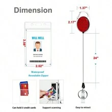 1pc Colorful Rhinestone Inlaid ABS Plastic Retractable Badge Reel, ID Card Holder With Belt Clip And 360 Degree Swivel Back To School