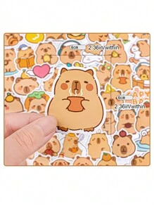 50 piezas/set Pegatinas lindas de capibara para scrapbooking, diario, teléfono, decoración de botella de agua