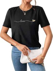 Playeras Mujer Cuello Redondo Manga Corta Moda Casual Cita Súper Calidad Elástico - Negro - Ver 2