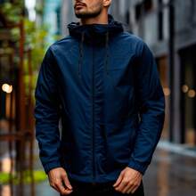 Jaqueta corta vento 100% forrada - Azul Marinho - Visão 1