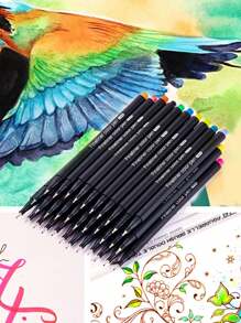 1set 12/24/36/48 Colors 0.4mm Fine Tip Colored Pens, Diary, Note Taking, Writing, Drawing, Coloring, Calendar, Office, School, Teacher Fine Tip Markers Back To School