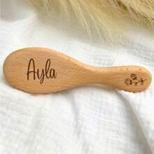 1 Stück personalisierte Haarbürste, lasergraviert, Holzblumen Haarbürste, Souvenir Geschenk Baby Shower Geschenk, personalisierte Baby Haarbürste, gravierter Name Baby Bürste, Neugeborenen Geschenk, Geschenk für neue Mutter, individualisierte Kämme, Straßen Lässig Chic - Braun - Übersicht 8