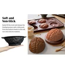 1 个，硅胶大脑模具 - 逼真的人脑蛋糕模具，3.2 英寸深，大容量，带支撑底座，加厚材质，适用于万圣节软糖巧克力果冻布丁，创意 DIY 烘焙风琴模具万圣节装饰万圣节派对礼物万圣节派对用品万圣节万圣节装饰万圣节装饰品万圣节家居万圣节派对万圣节派对 - 彩色 - 查看 2