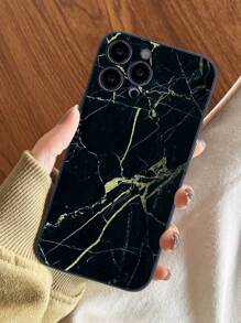 1pc Black Magic Cube Anti-Drop Marble Pattern Phone Case, Compatible With IPhone