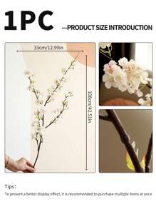 1 件，人造樱花，42.51 英寸，带 4 个分支，塑料人造植物，绿色人造植物，由不褪色的涤纶面料制成，现代简约风格 - 适用于家居装饰、花瓶、婚礼、派对、客厅、卧室、DIY 墙壁、办公桌填充。 - 多色 - 查看 14