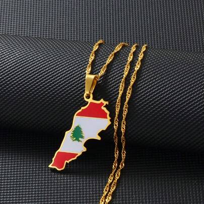 عقد قلادة خريطة  بالاعلام مع قطعة واحدة من المجوهرات، سلاسل الخرائط