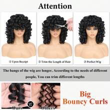 Peluca rizada rubia degradada de 16 pulgadas con flequillo, fibra sintética resistente al calor para disfraz - Degradado - Ver 9